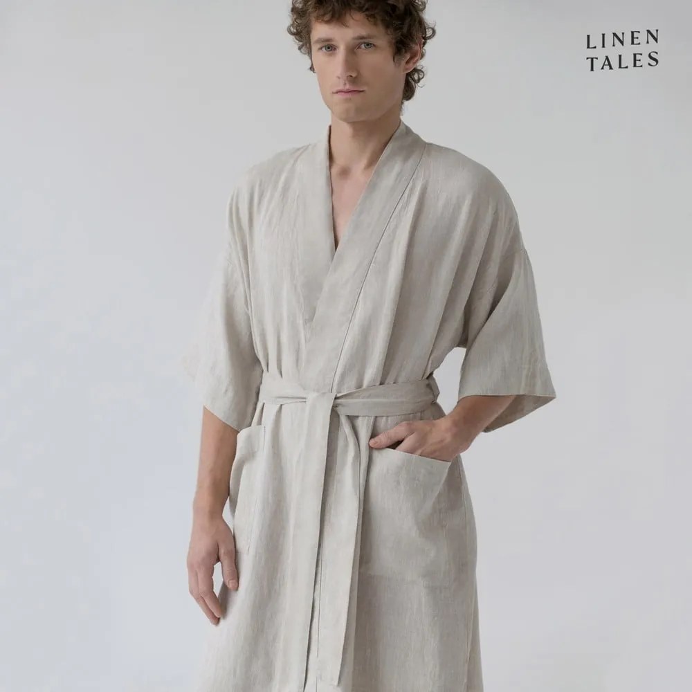 Bézs len fürdőköpeny L/XL Summer – Linen Tales
