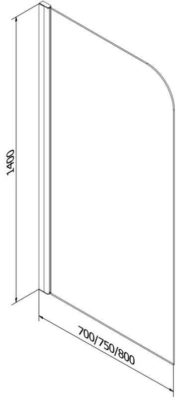 Mexen FELIX, kádparaván, 1 lapos, 80 x 140 cm, króm átlátszó, 890-080-001-01-00