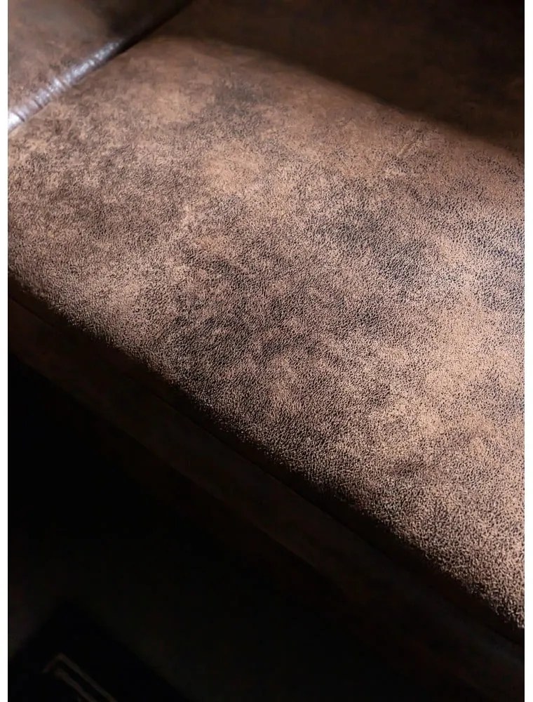 Barna bőrutánzat kinyitható sarokkanapé (bal oldali) Lofty Lilly – Miuform