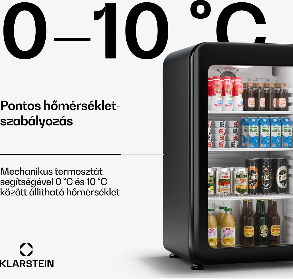 Klarstein Audrey Evo italhűtő, Rretro kivitel, üvegajtó, 93 L, EEK C