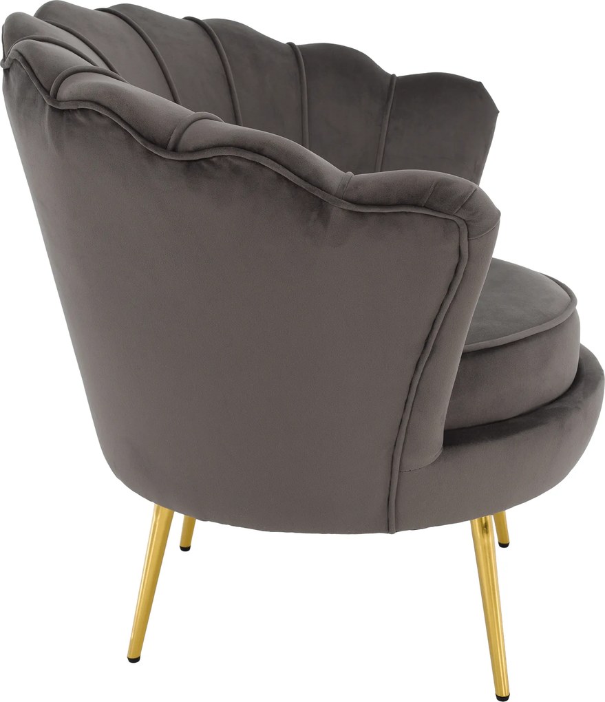 Art-deco stílusú fotel, szürkésbarna Velvet szövet/gold arany króm, NOBLEO