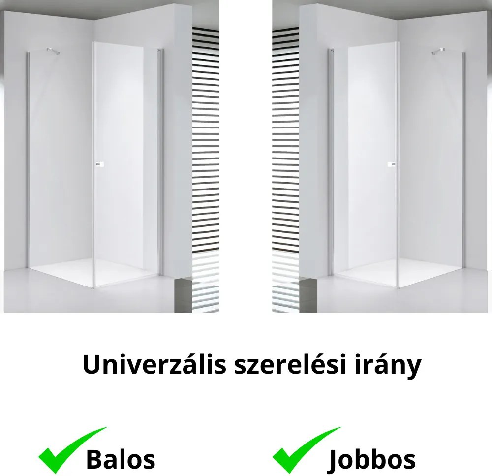 Stuxi Bari 80x100 aszimmetrikus nyílóajtós zuhanykabin 6 mm vízlepergető biztonsági üveggel, króm