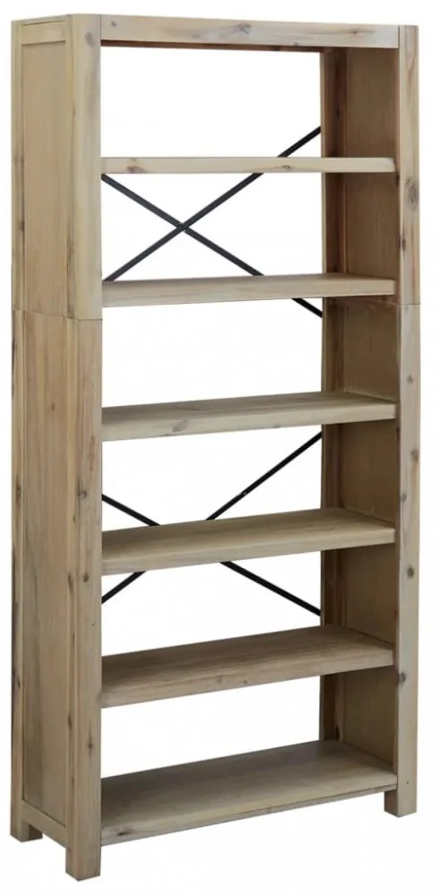 6 szintes tömör akácfa könyvespolc 80 x 30 x 170 cm