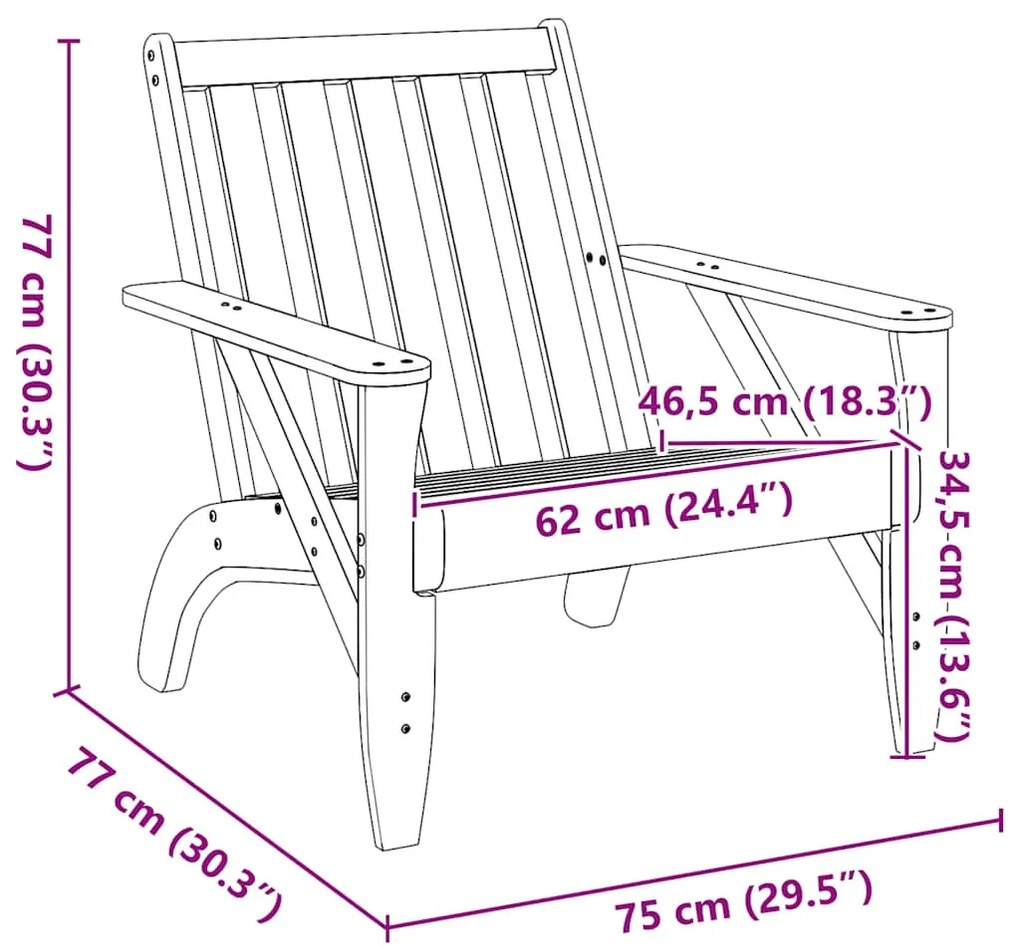 Kerti adirondack székek 2 db fehér 75x77x77 cm tömör fa fenyőfa