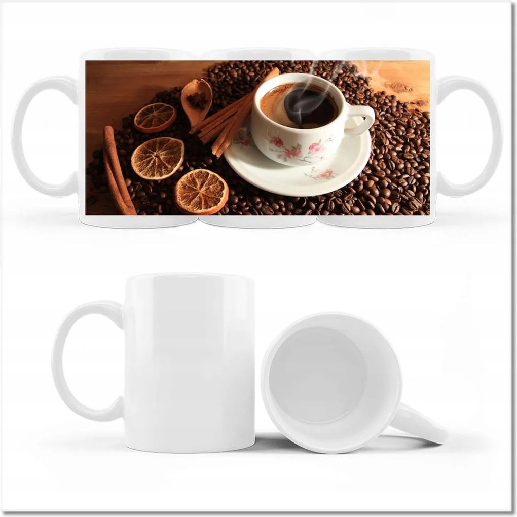 Kávé mintás bögre vanília pálcával