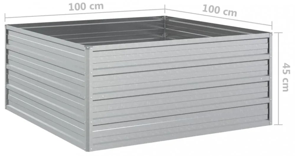 ezüstszínű horganyzott acél kerti magaságyás 100 x 100 x 45 cm