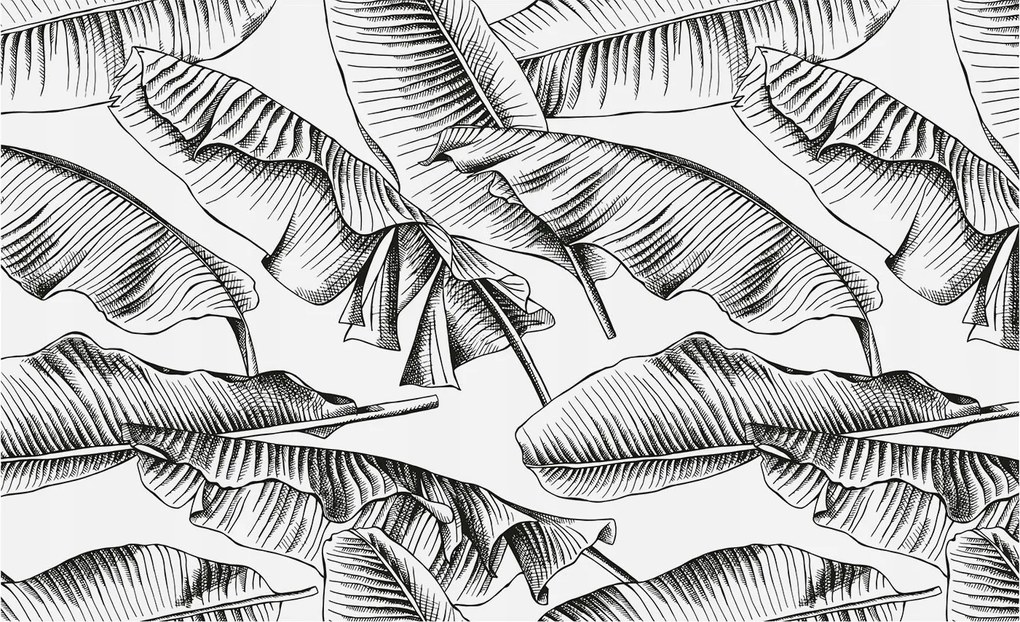 Divatos Flizelin Tapéta Ragasztóval Fali 3D Banán levelek 416x254 Ragasztó