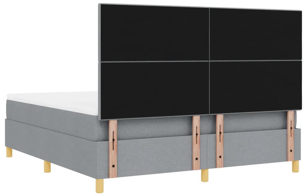 Boxspring ágy matraccal és LED világítással, világosszürke 180x200 cm Szövet