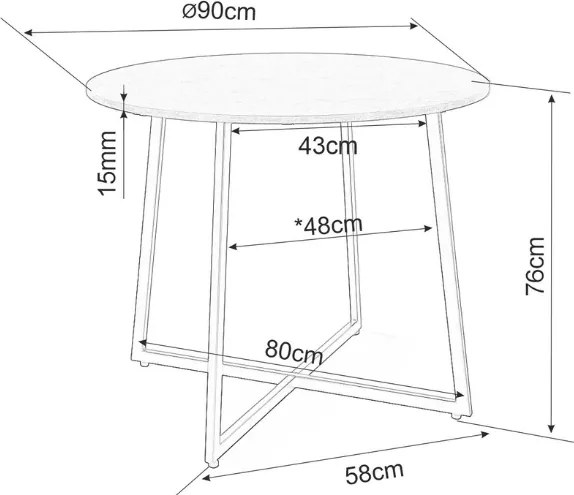 AKCIÓ Kerek étkezőasztal LUNA 90 cm, rusztikus barna II. osztály