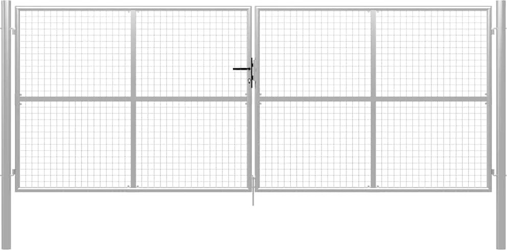 vidaXL ezüst színű horganyzott acél kerti kapu 400 x 150 cm