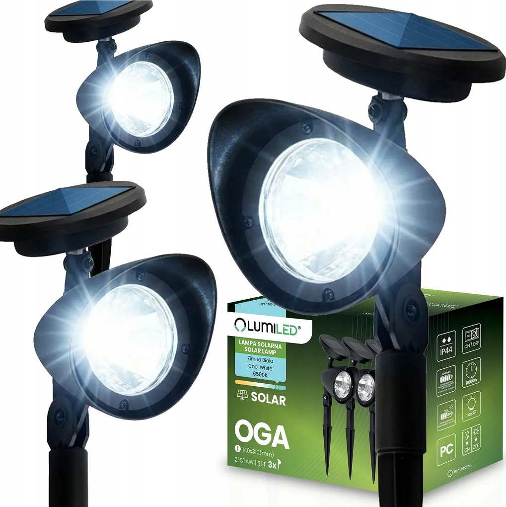 3x LED-es kerti spotlámpa beszúrható napelemes lámpa napelemes Érzékelő