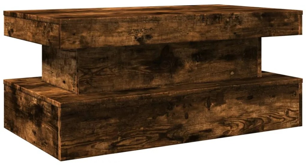 Füstös tölgy színű dohányzóasztal LED-lámpákkal 90x50x40 cm