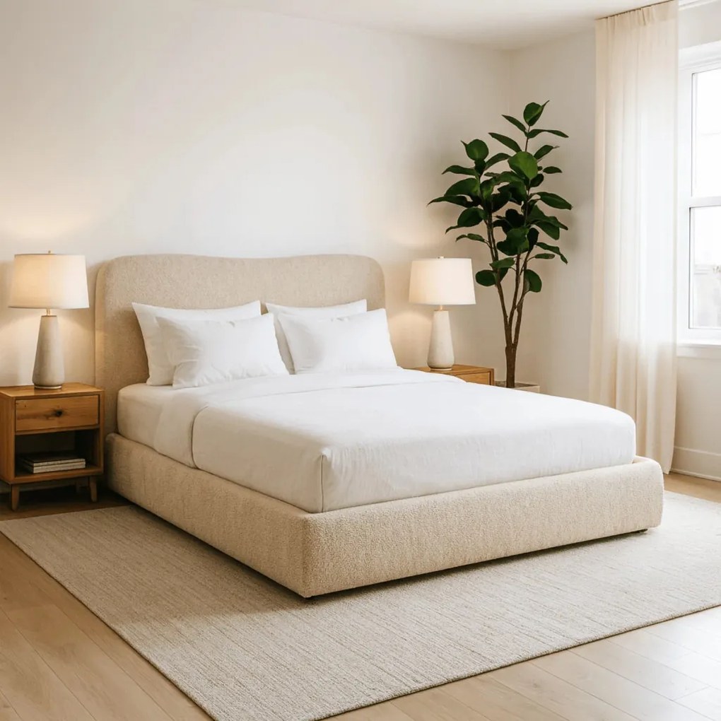 Kárpitozott Franciaágy Bézs Színben Ágynemütartóval. 160x200 BRISTOL