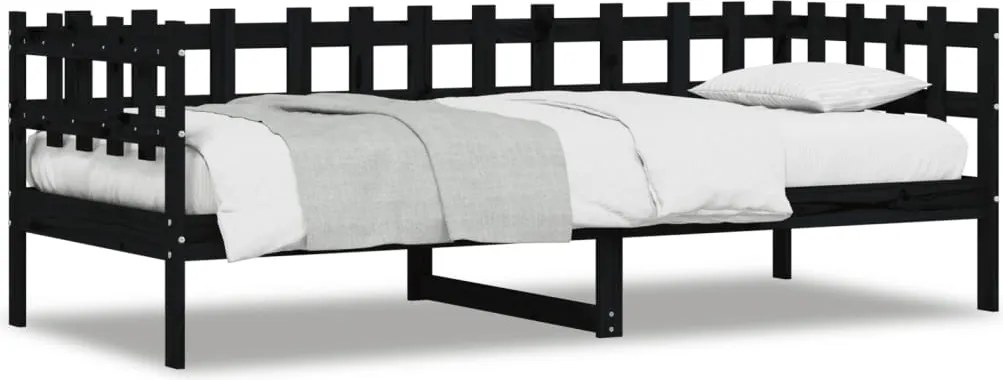 vidaXL fekete tömör fenyőfa kanapéágy 80 x 200 cm