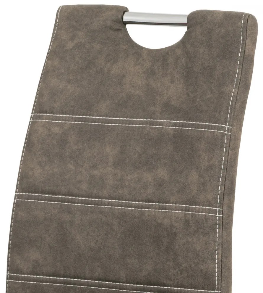 Scaun modern de luat masa cu bază de sanie de culoare maro Hc-483