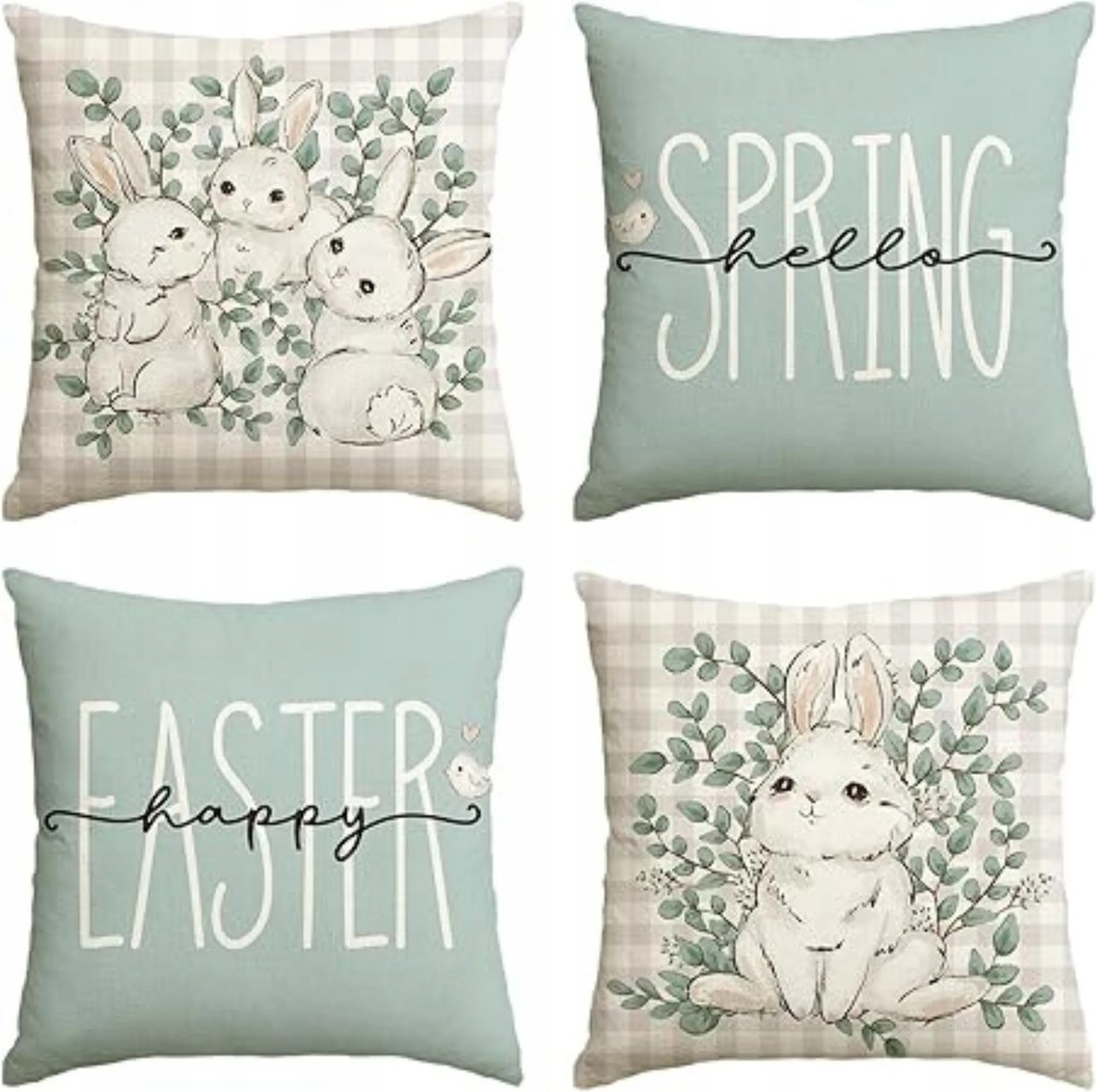 Húsvéti párnahuzat 45 x 45 cm tavaszi motívum 4 db-os szett Nyuszi