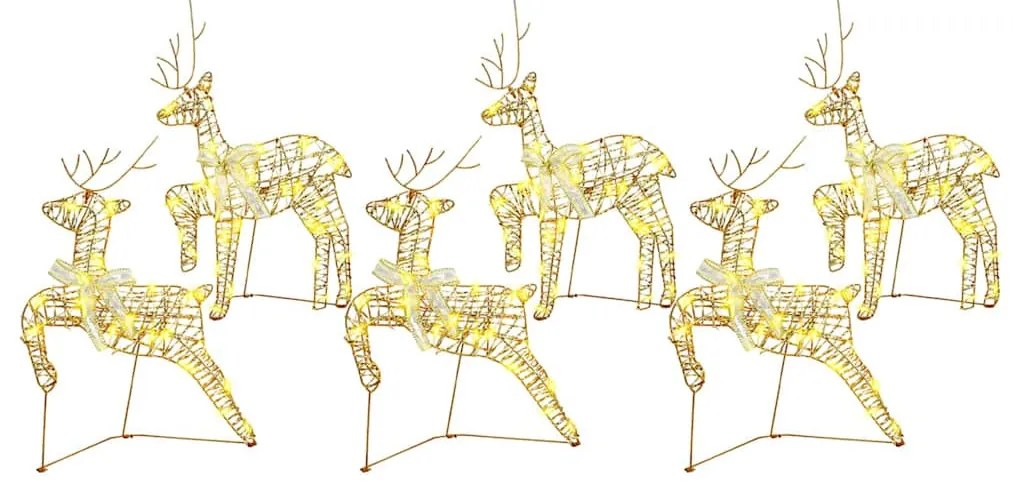 LED rénszarvasok 180 LED-del 6 pcs Arany PET