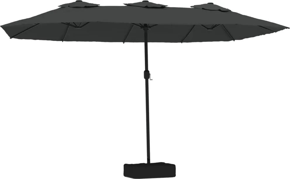 vidaXL antracitszürke dupla tetős LED-es napernyő 449x265 cm