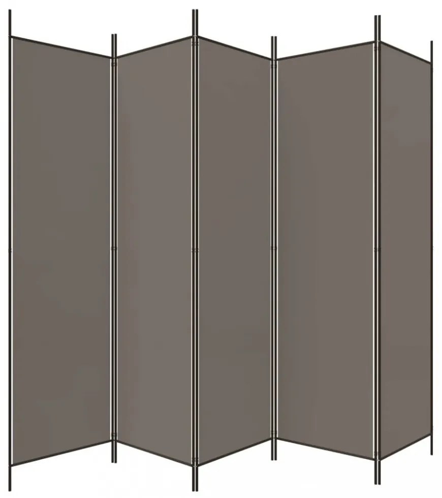 5 paneles antracitszürke szövet térelválasztó 250x200 cm