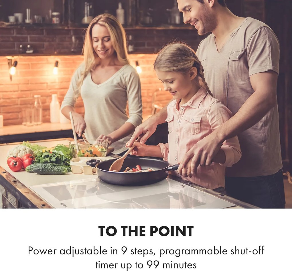 Klarstein Delicatessa 60, beépített indukciós főzőlap, 7000 W, 4 zóna, üvegkerámia, fekete