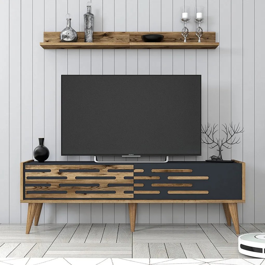 Valensiya TV-állvány, dió-antracit, 140 cm