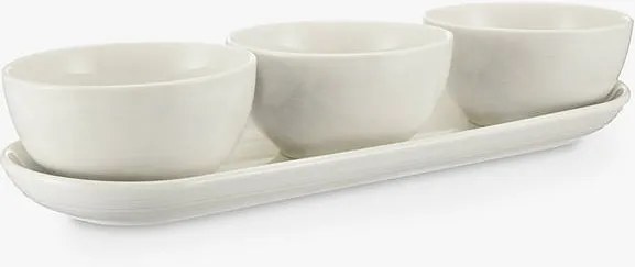 John Lewis 3 darabos tálaló szett, fehér, snack-ekhez, állvánnyal