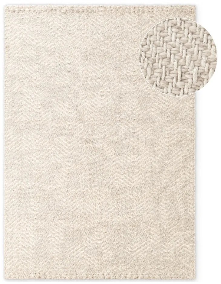 Krémszínű-elefántcsont színű kézi szövésű gyapjúkeverék szőnyeg 160x230 cm Majoli – Elle Decoration