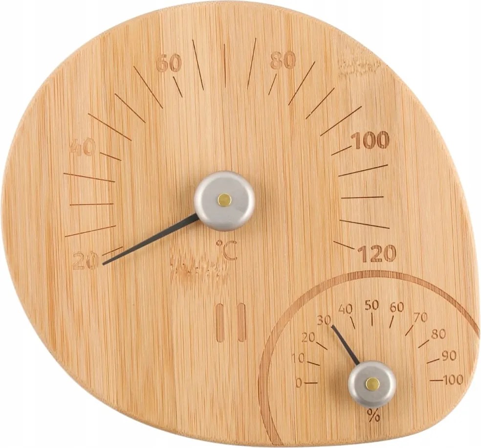 Termo-higrométer Szaunához Rento Bambusz Kerek Higrométer Hőmérő 2IN1