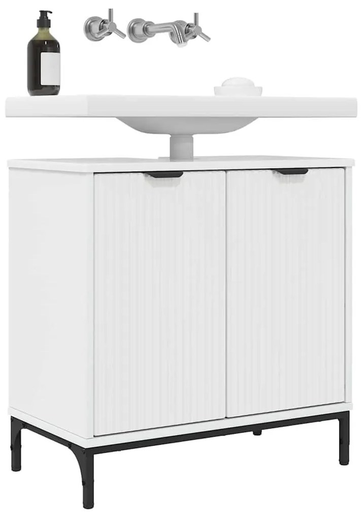 Fürdőszobai mosdószekrény Magasfényű fehér 60.5 x 33.5 x 61 cm