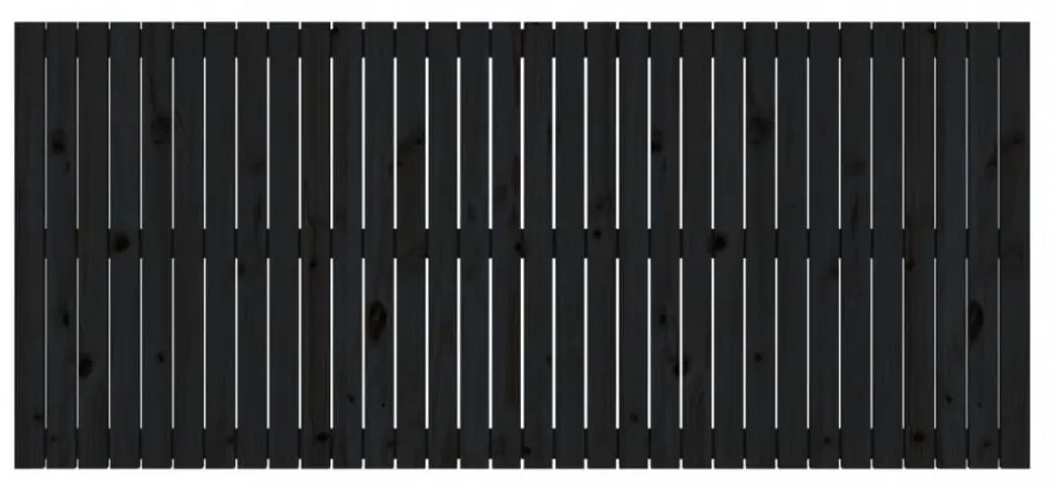 fekete tömör fenyőfa fali fejtámla 204x3x90 cm