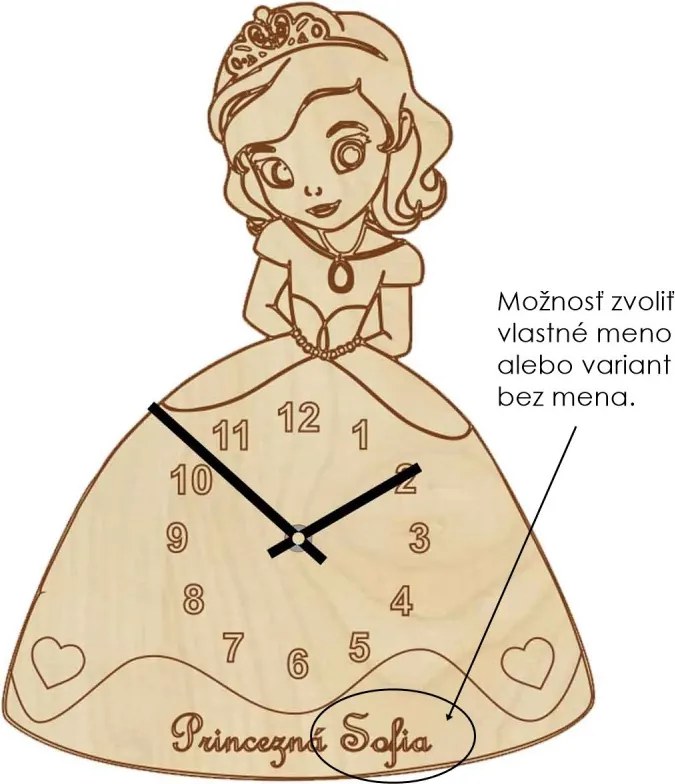 Fából készült gyermekóra - Hercegnő névvel | SENTOP PR0440