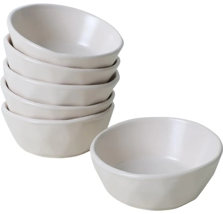 Facetta kőagyag tálkészlet 6 db, 12 cm, krém színű