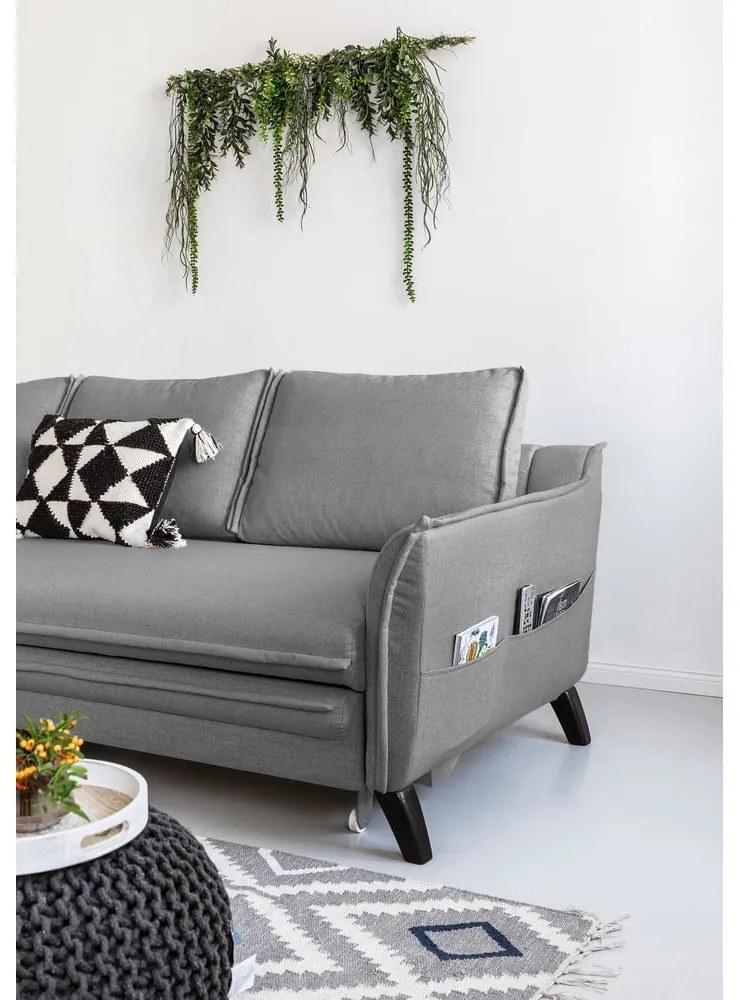 Charming Charlie sötétszürke kinyitható sarokkanapé, bal oldali - Miuform