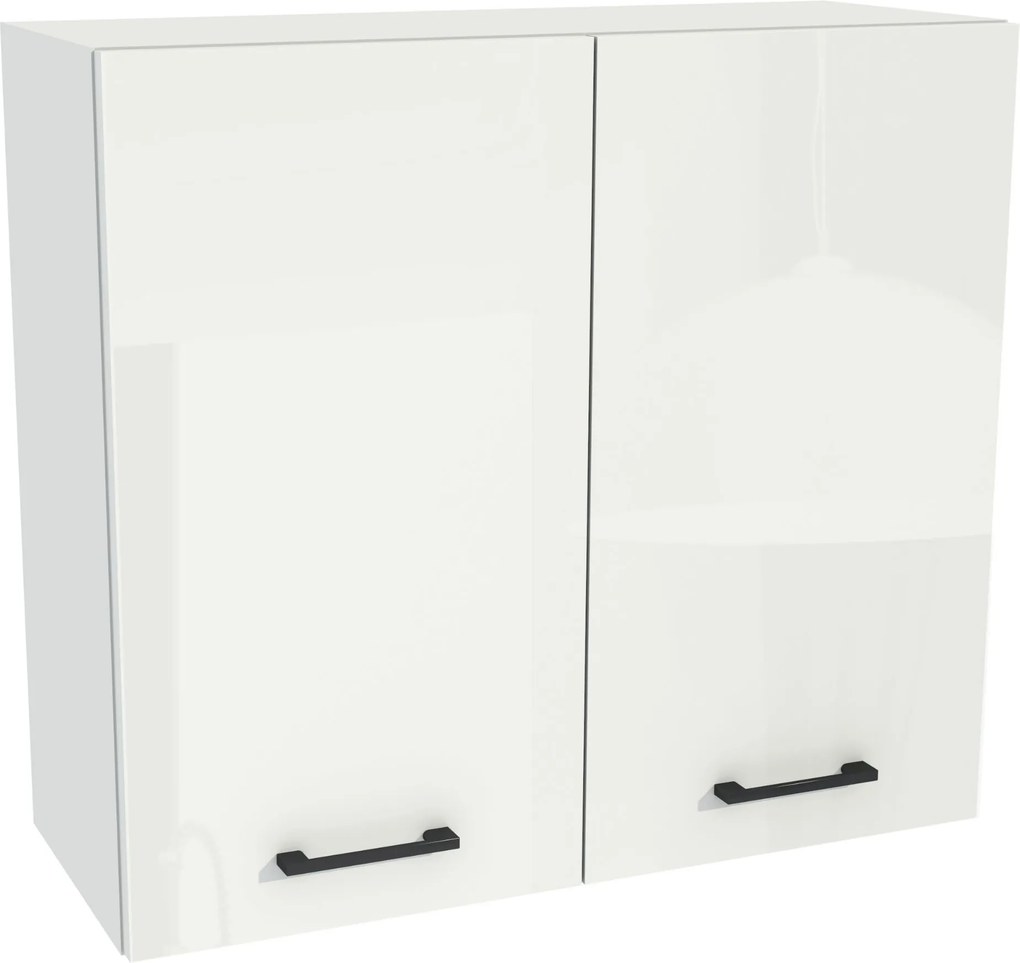 Konyhaszekrény felső 80/72 Capri korpusz fehér front fehér akril fényes