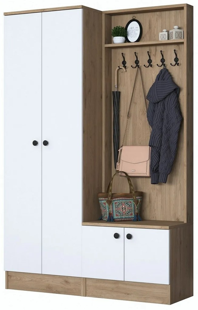 Pone White and Walnut I előszoba szett