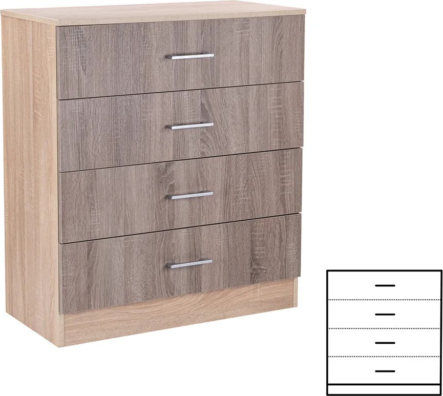 Miami komód 4 fiókos 80x92 cm yorki tölgy-sonoma tölgy