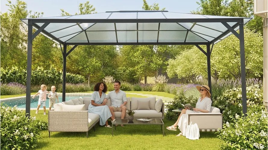 kerti pavilon LANITPLAST 43 antracit + átlátszó PC LG2470
