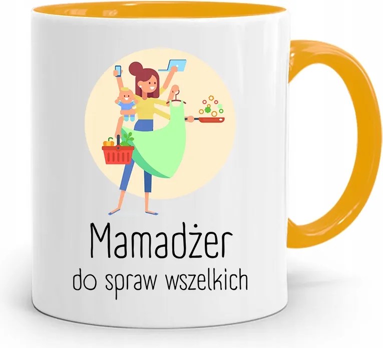 Sárga Bögre Születésnapi Ajándék Anyukáknak Mamadzser nyomott mintával