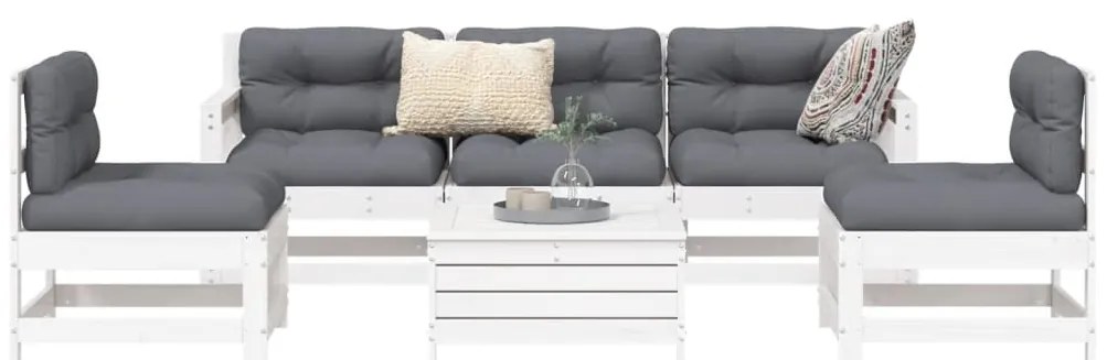 vidaXL 6 részes fehér tömör fenyőfa kerti kanapészett