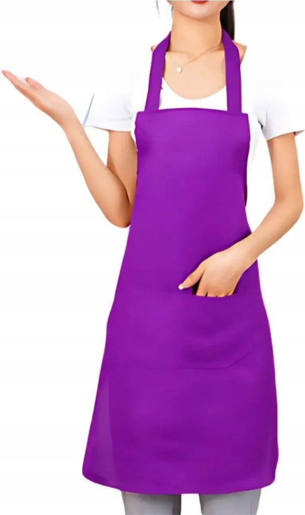 Konyhai Kötény Lila, Zsebekkel Állítható Praktikus A Főzéshez