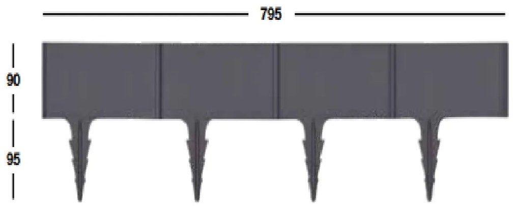 ARTPLAST Mesterséges szegélykő - kerítés BORDURE 795x185mm - antracit