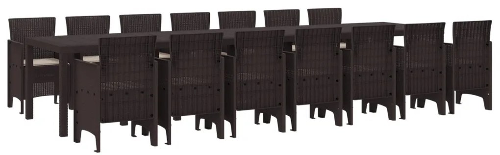 15 részes kerti étkezőszett párnákkal Barna poli rattan