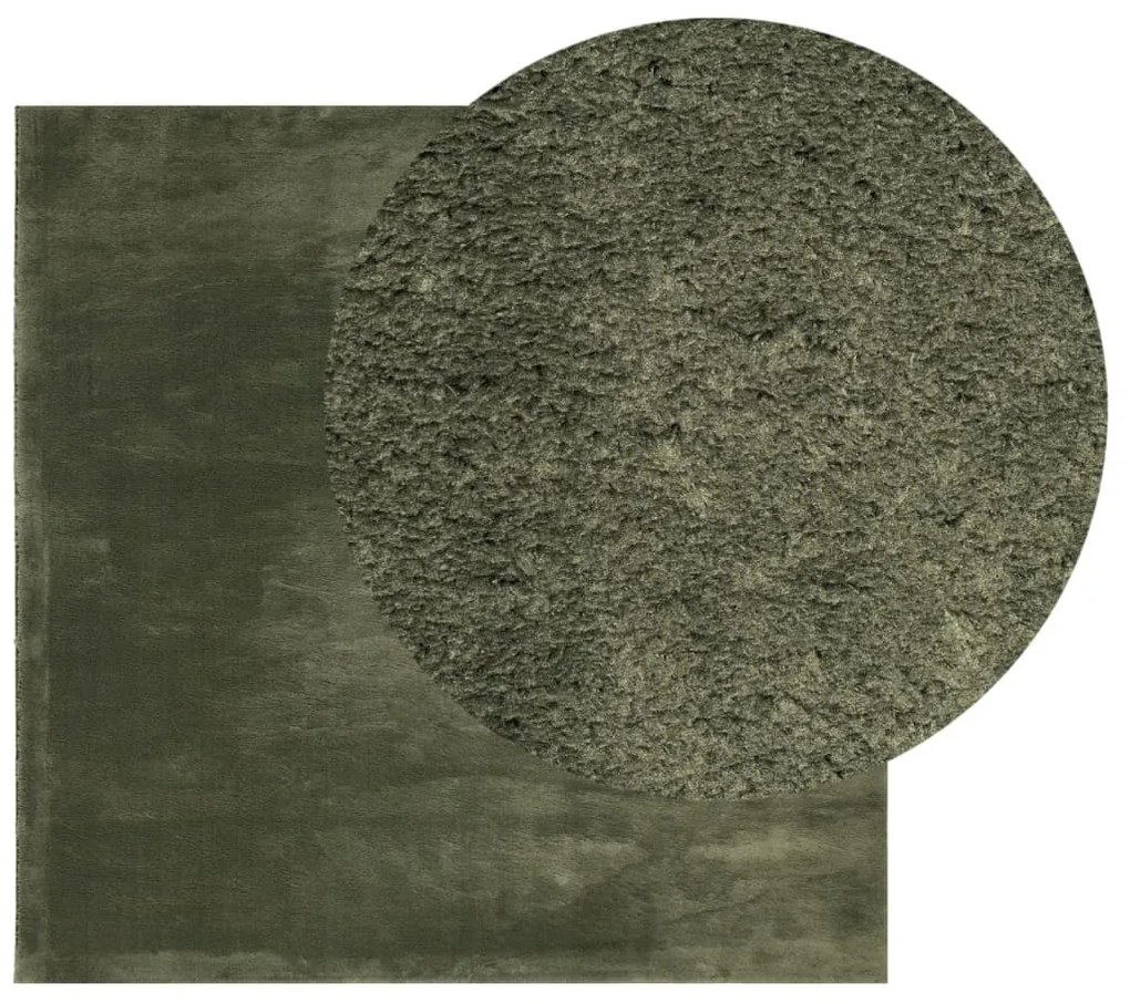 HUARTE erdőzöld rövid szálú puha és mosható szőnyeg 240x240 cm