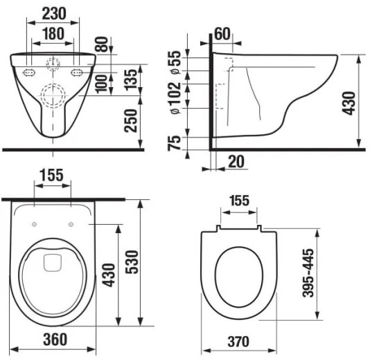 JIKA H8663840000001 - Függesztett WC LYRA + SoftClose WC-ülőke LYRA