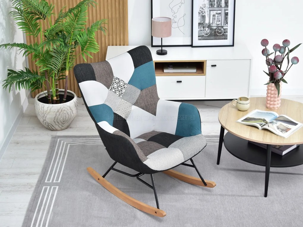 Fotel Sibyla (patchwork + fekete bükk). Akció -15%. 1110396