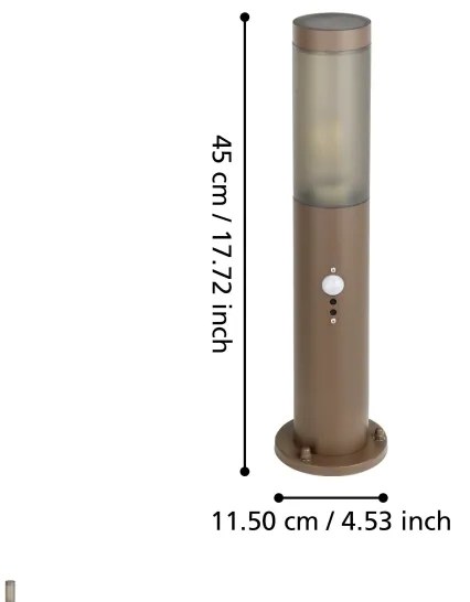 Eglo 900986 - Kültéri érzékelős lámpa HELSINKI 1xE27/15W/230V 45 cm IP44