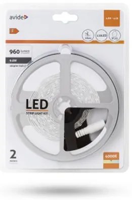 LED szalag, 2m, 120 LED, 4,8W, 960lm, fehér, 4000K, AVIDE (AVLEDSZ03)