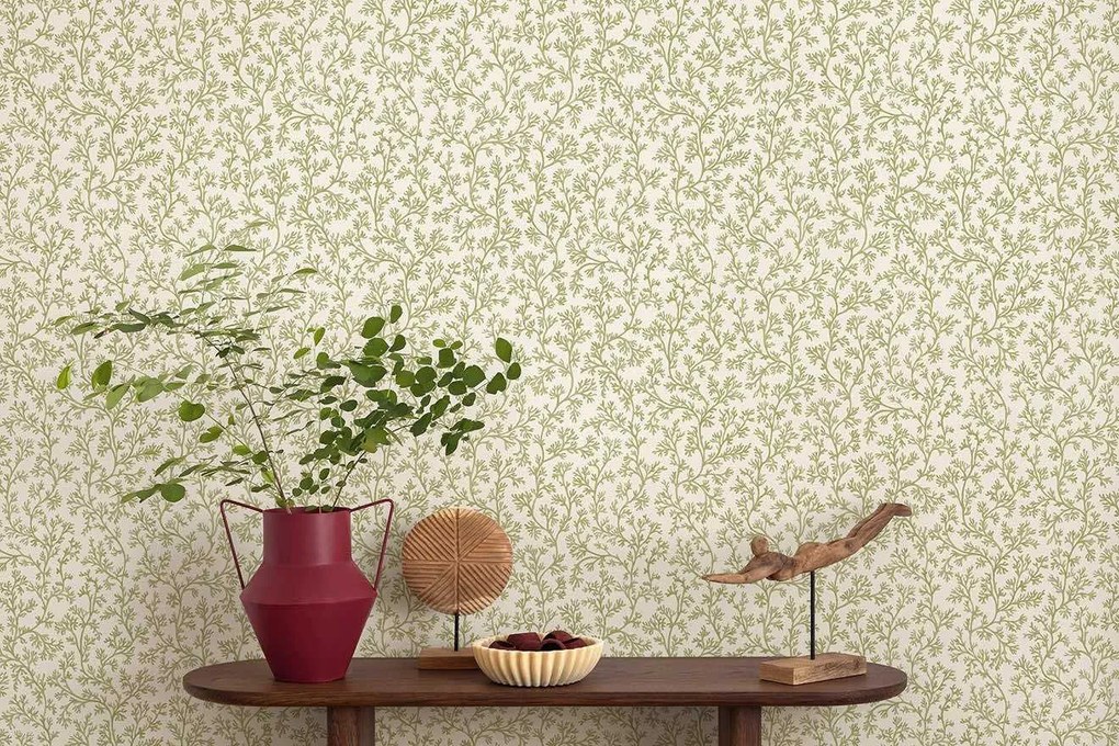 Holden Decor Wanderlust Posidonia zöld korallos vlies tapéta – 92040