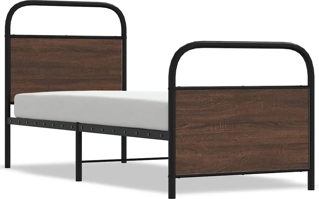 vidaXL ágykeret matrac nélkül 75x190 cm barna tölgyfa műfa
