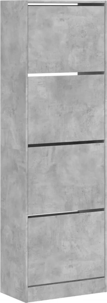 vidaXL betonszürke cipőszekrény 4 kihajtható fiókkal 60x34x187,5 cm